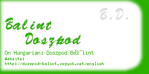 balint doszpod business card